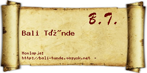 Bali Tünde névjegykártya
